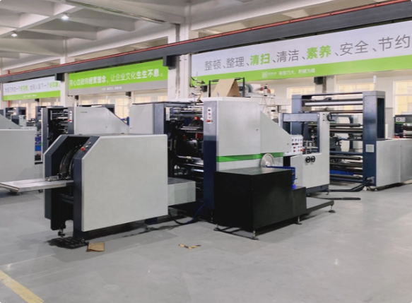 Automated Paper Bag Machine line in a clean factory.